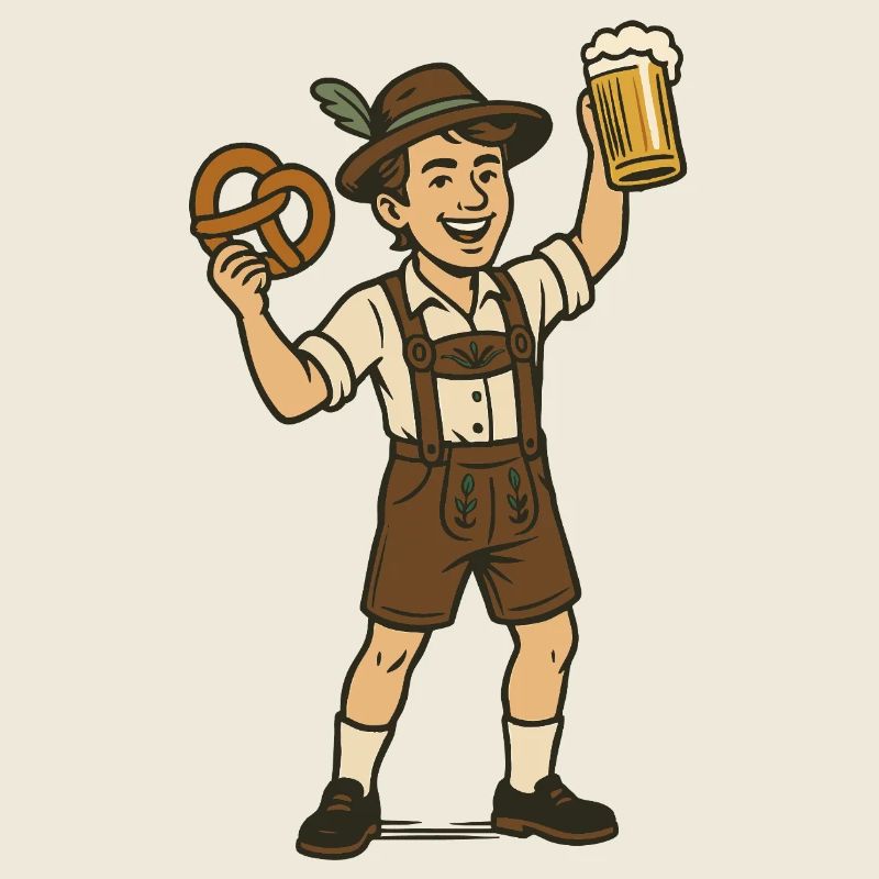 Junger Biertrinker in Lederhosen