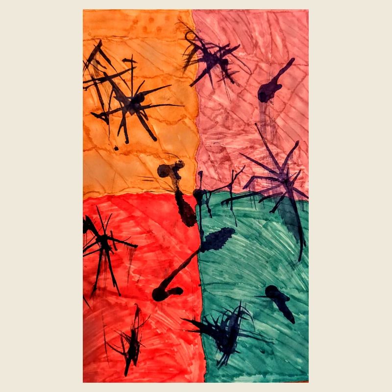 Jeu abstrait de couleurs avec motif à pointes