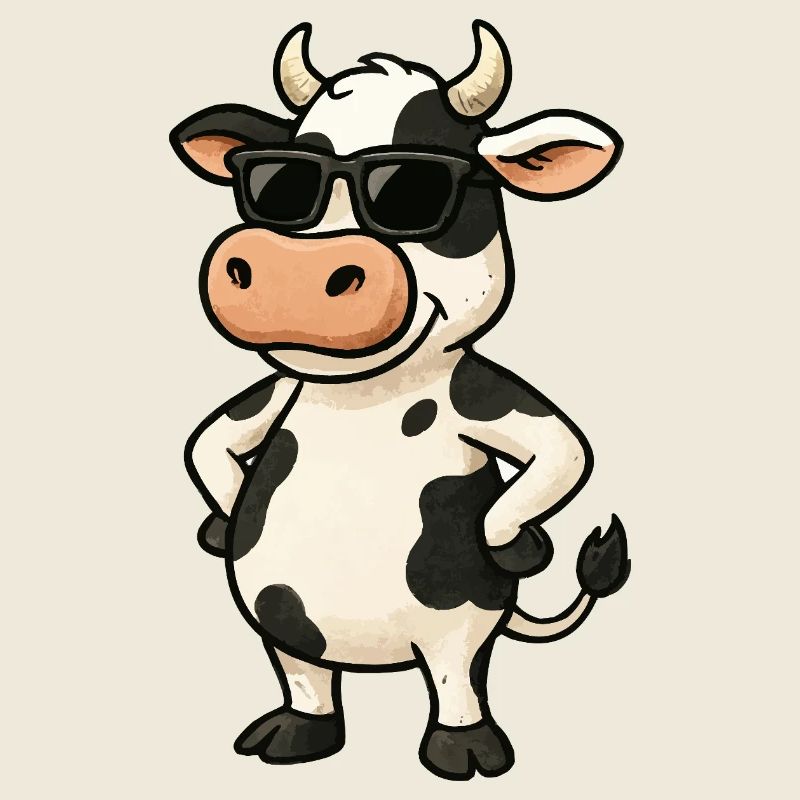Caricature de vache cool avec lunettes de soleil