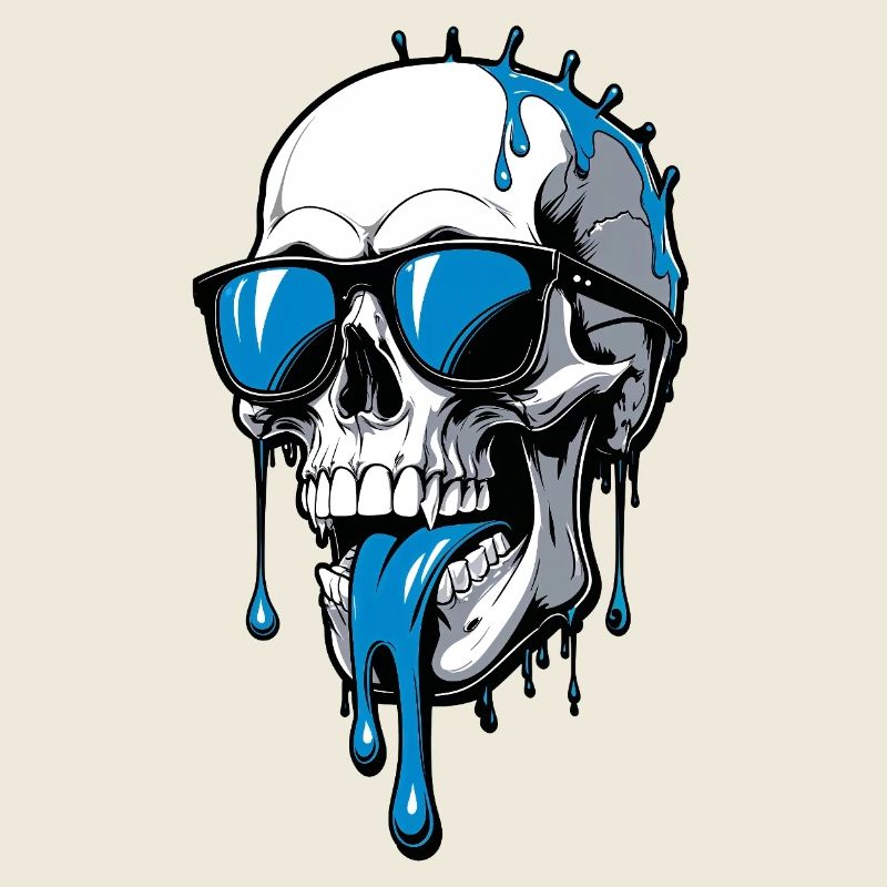 Skull mit Sonnenbrille und Tropfen-Design