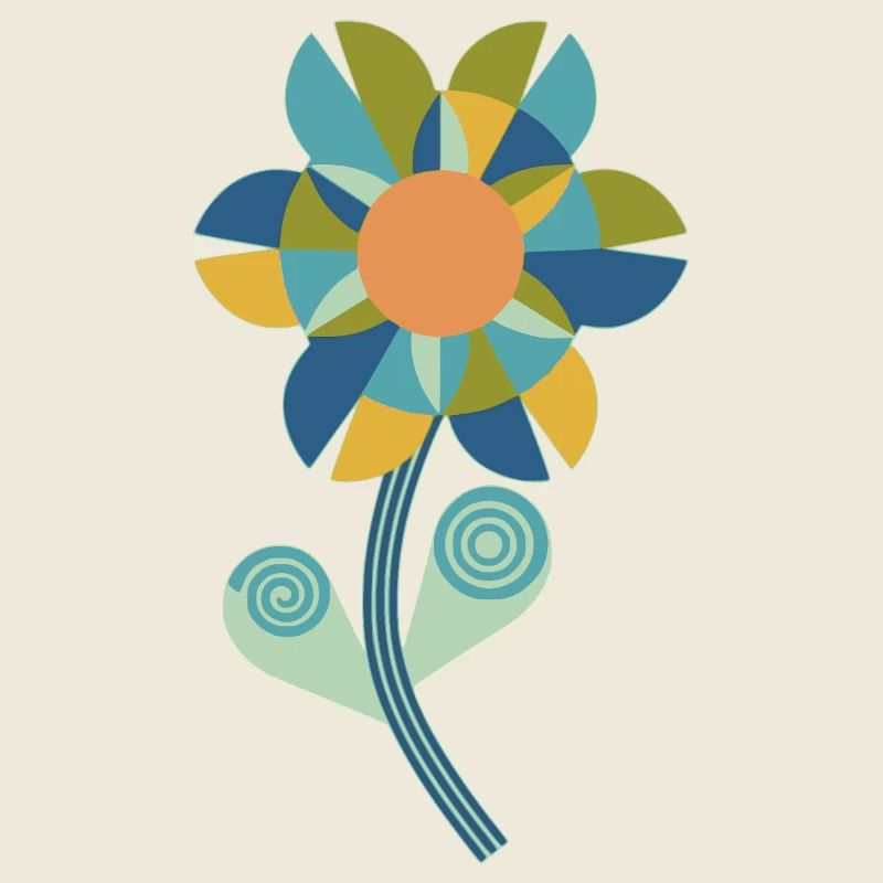 Motif floral graphique aux couleurs chaudes