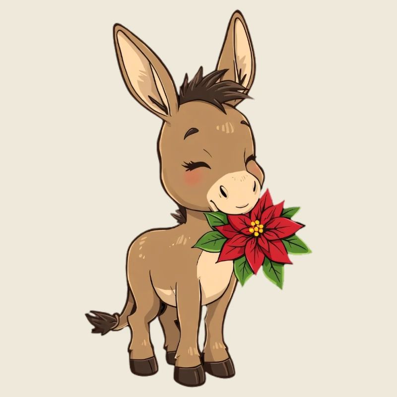 Weihnachtsesel mit Poinsettia