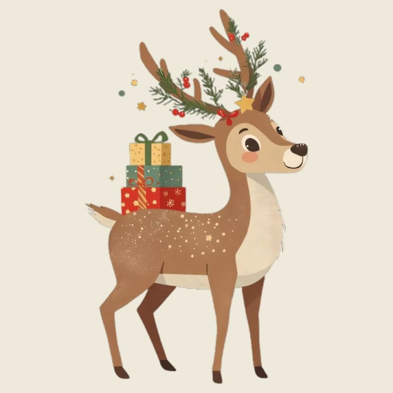 Renne de Noël avec cadeaux
