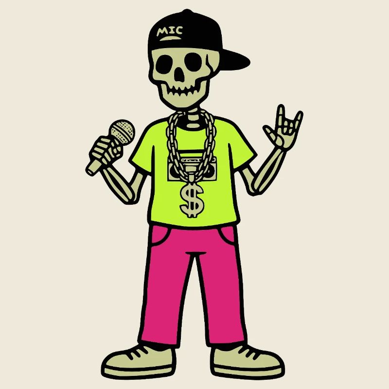 Skeleton Rapper – Mic, Chain & Neon Vibes
