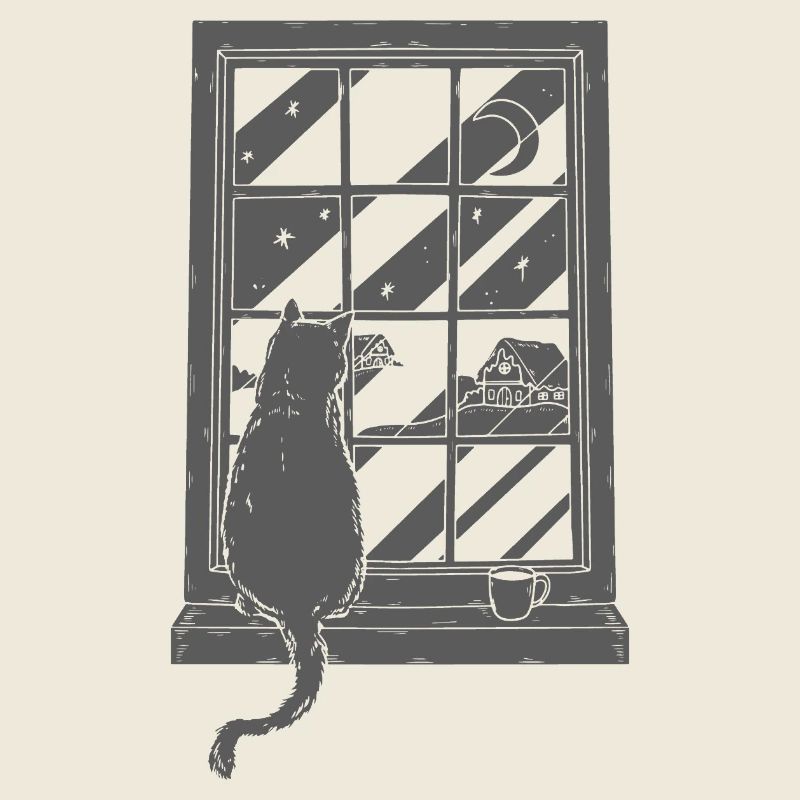 Cat Coffee Graphic Art