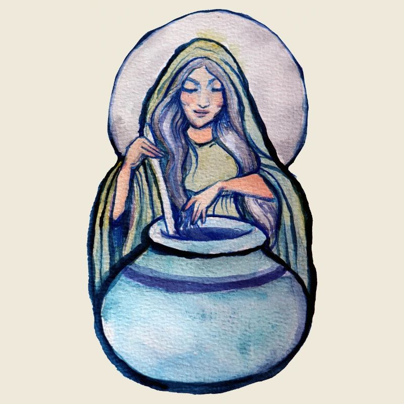 Moonlit Herbalist in Watercolor