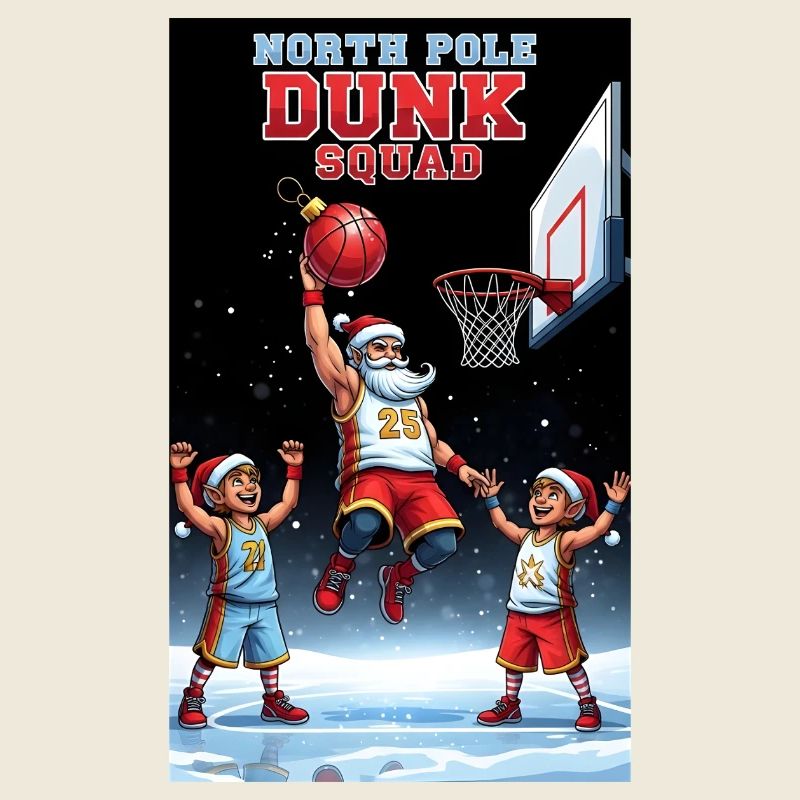 Santa Dunking Basketball North Pole Dunk Squad