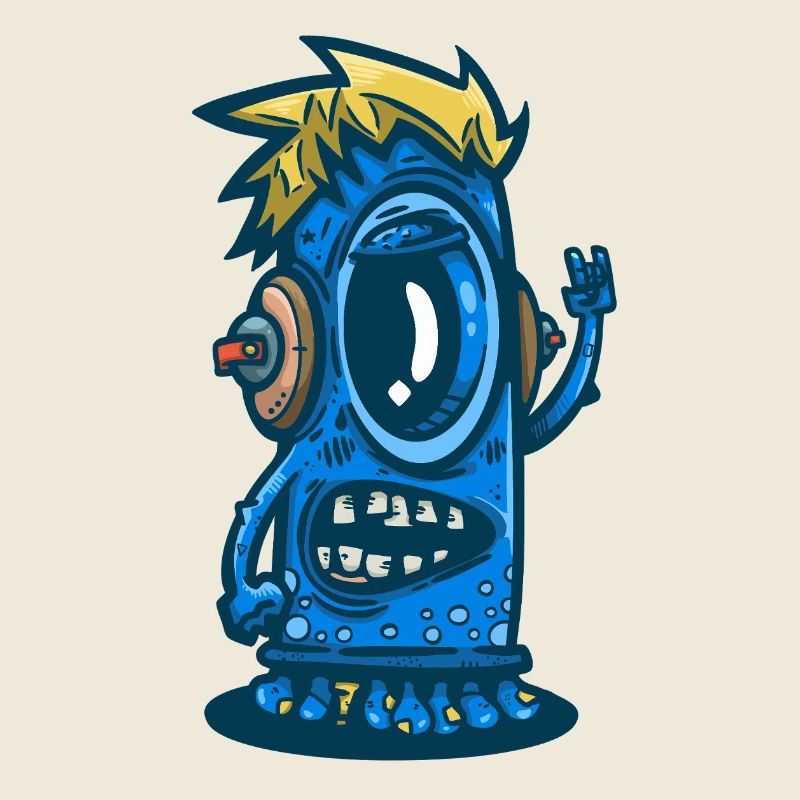 Blue Monster mit Kopfhörern