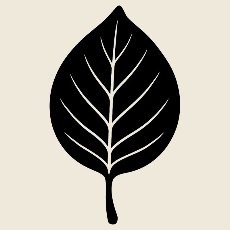 Schwarze Blattsilhouette Minimal