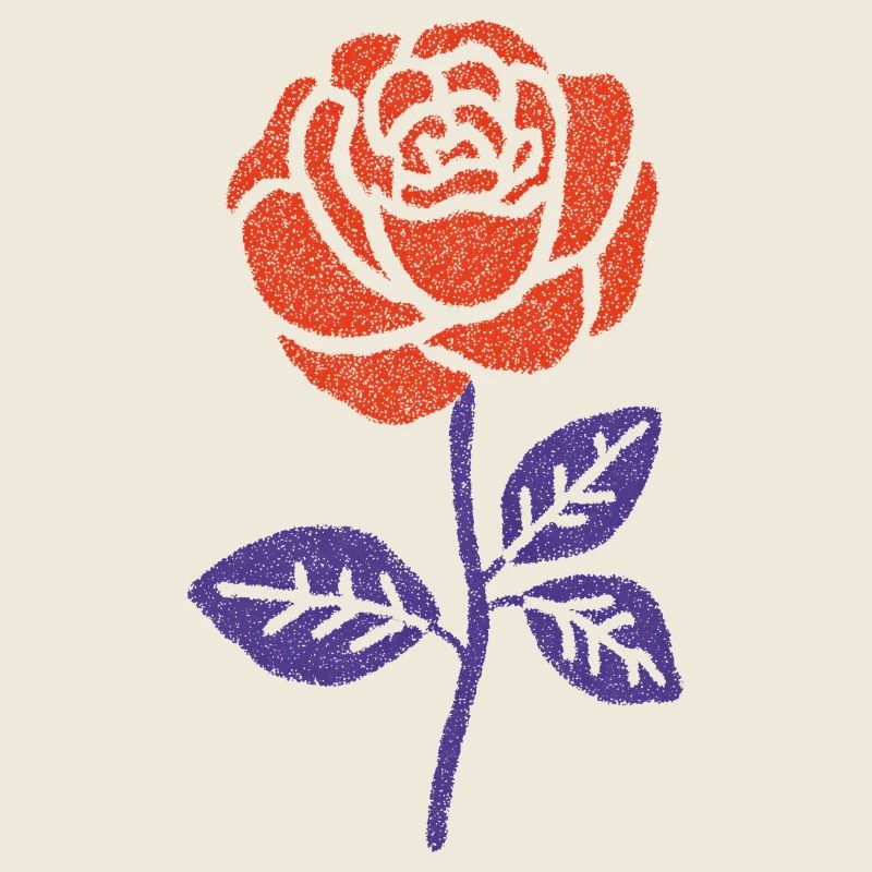 Rose orange avec tige violette