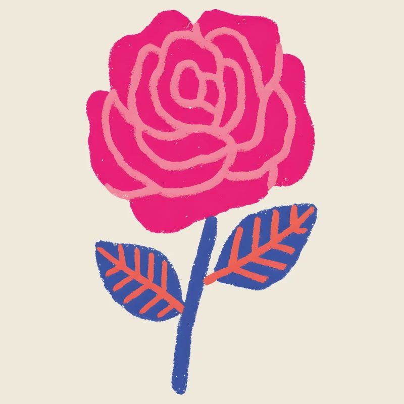 Rose rubis aux feuilles bleues