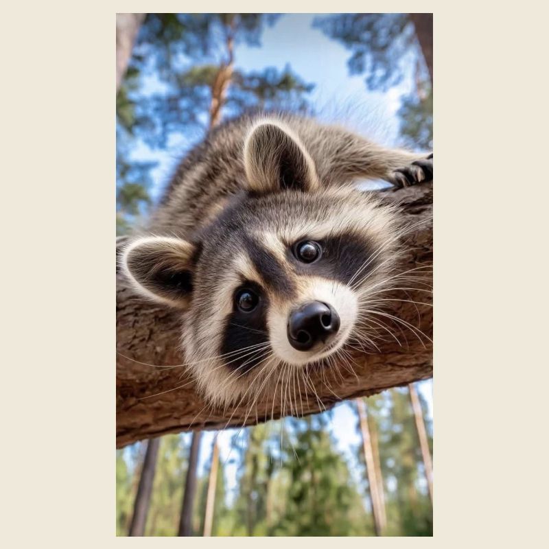 Curious Raccoon on Tree Limb