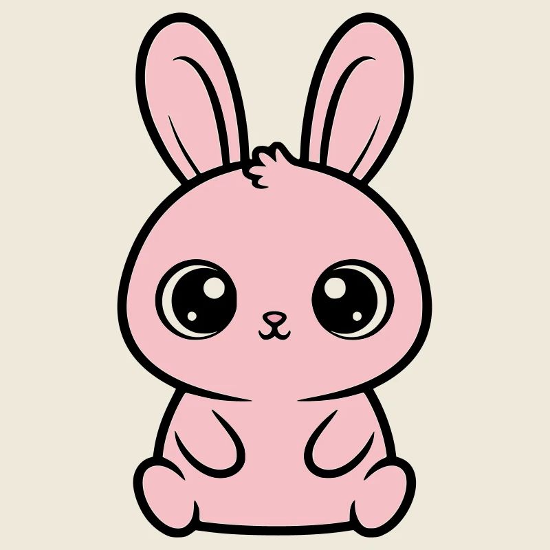 Kawaii Bunny Grands Yeux Roses Mignons
