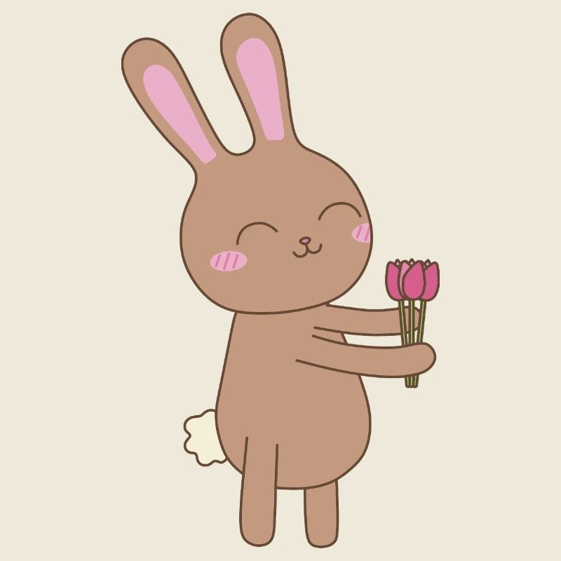 Hase mit Tulpe