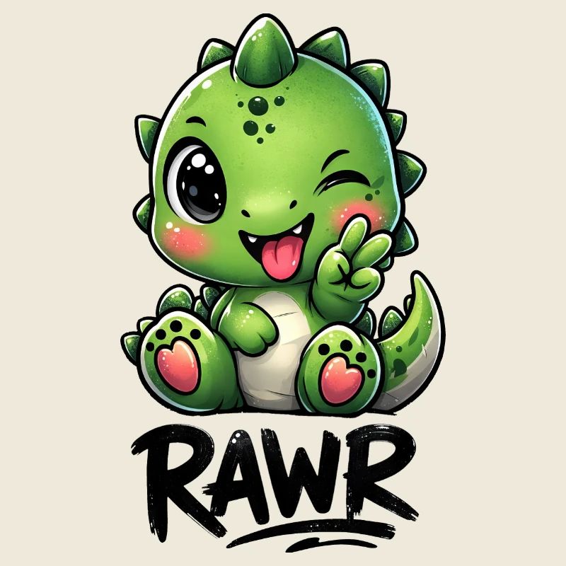 Cute T-Rex Dinosaur Cartoon Cool Roar Peace
