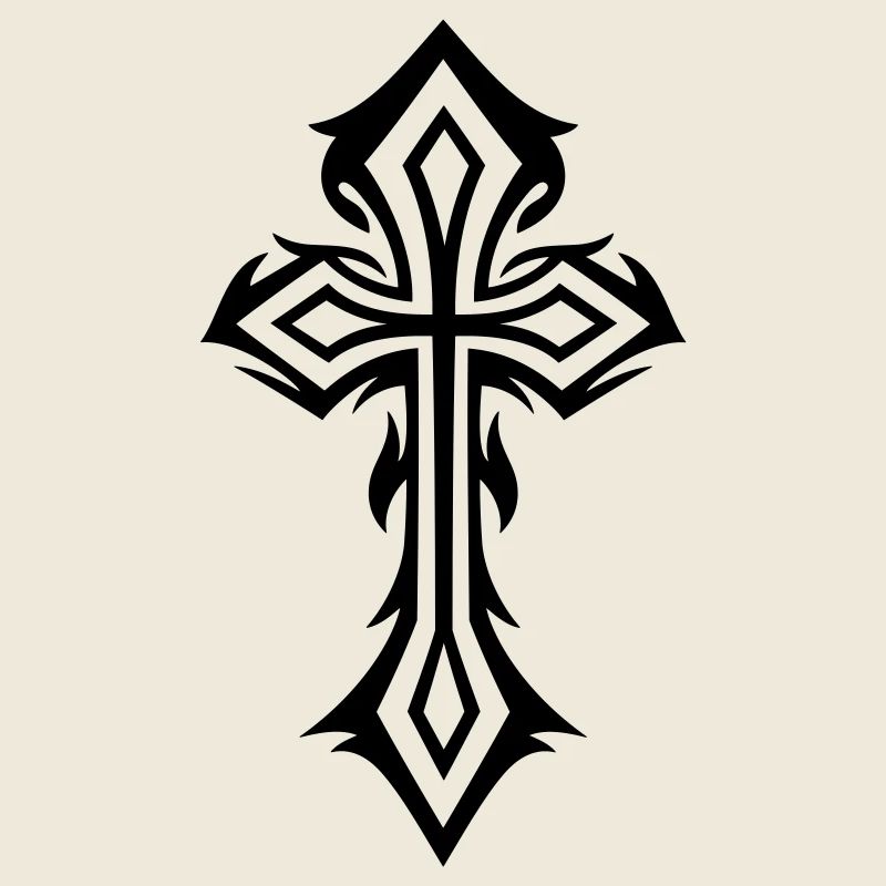 Cross, Crucifix, with thorns, gothic style.