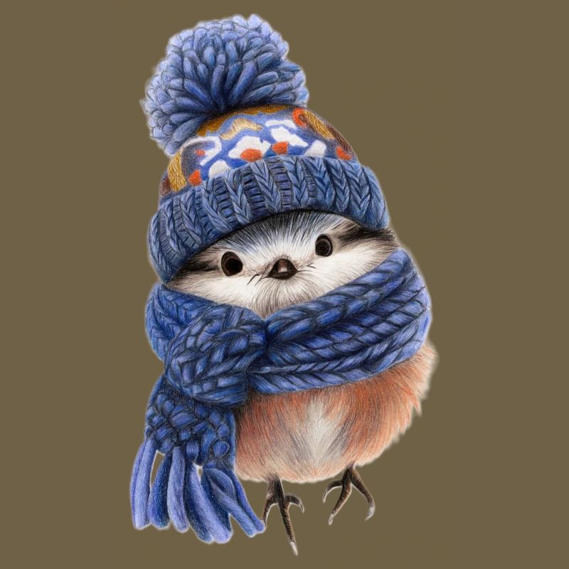 Wintervogel mit Schal