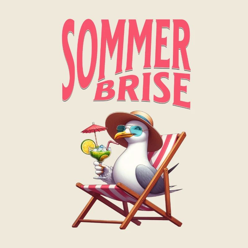 Sommerbrise - Möwe mit einem Cocktail 