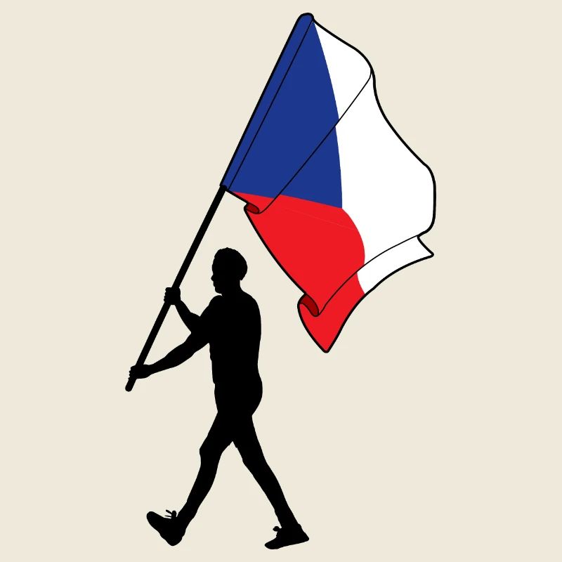 Drapeau République tchèque homme marchant