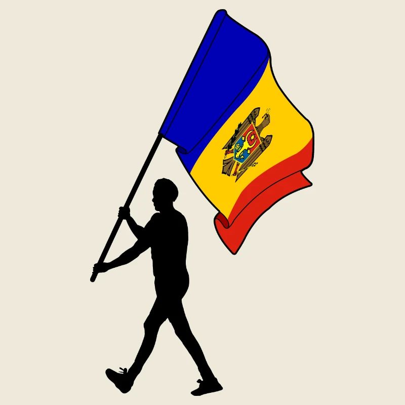 Drapeau Moldavie homme marchant