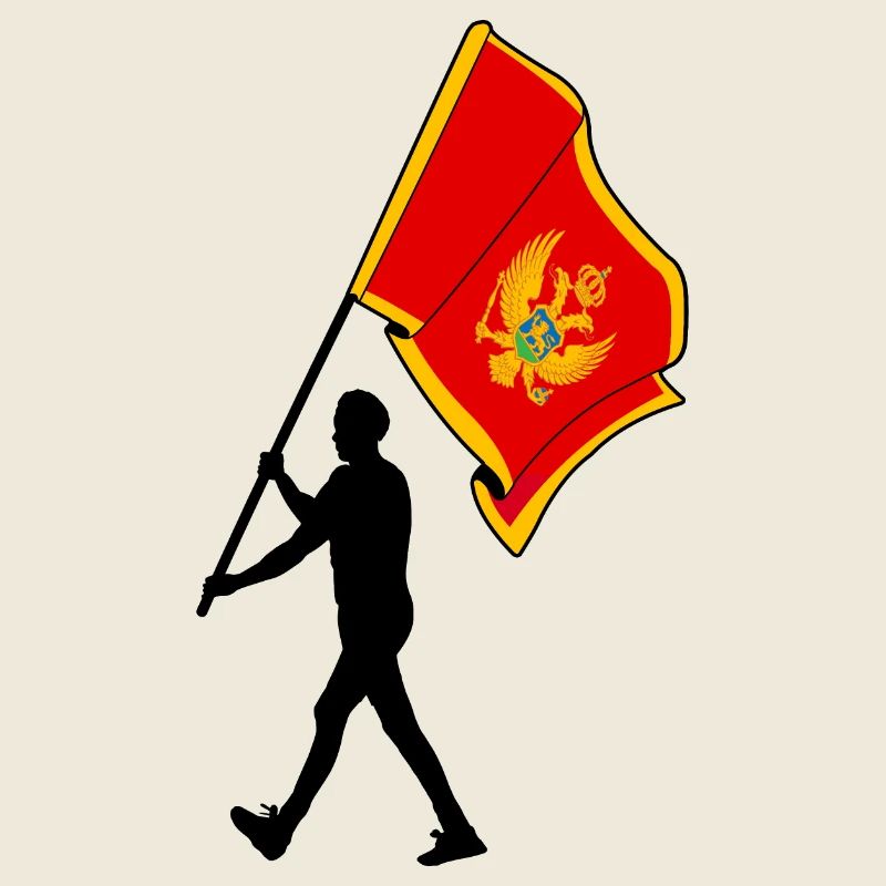Drapeau Monténégro homme marchant