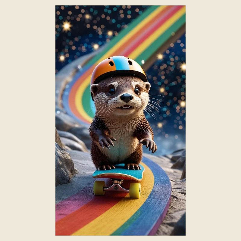 Supersportlicher Otter mit Regenbogenbahn