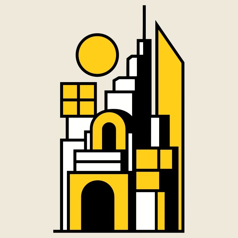 Abstract Cityscape in Yellow Black