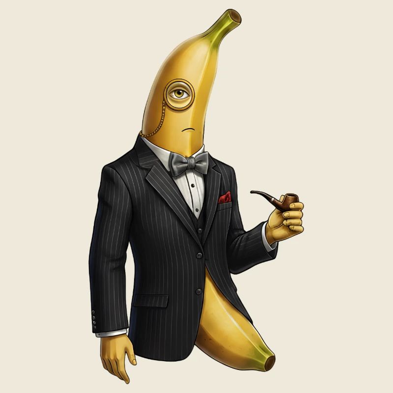 Banane élégante avec smoking et monocle
