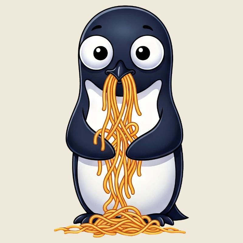 Cute Penguin Spaghetti Clumsy Cartoon