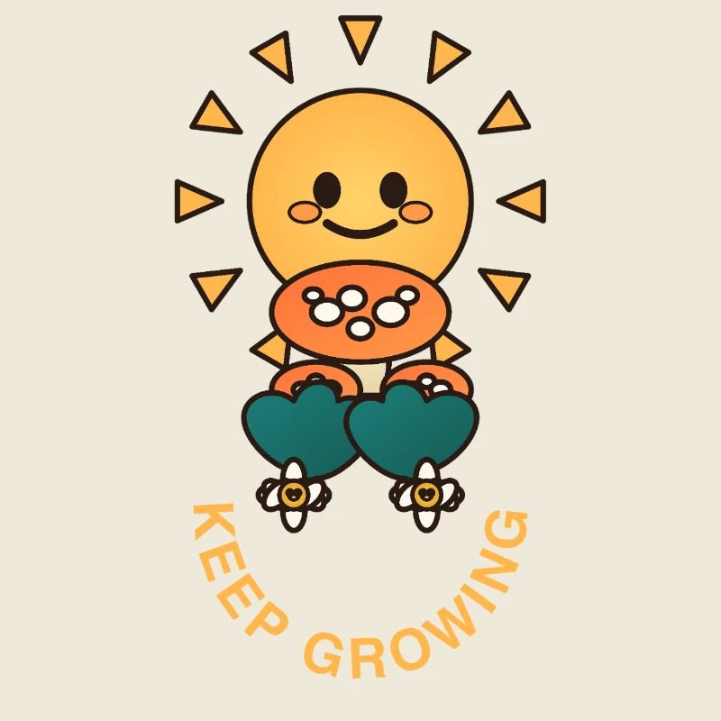 KEEP GROWING – Retro Sun & Mushroom Aesthetic Shirt