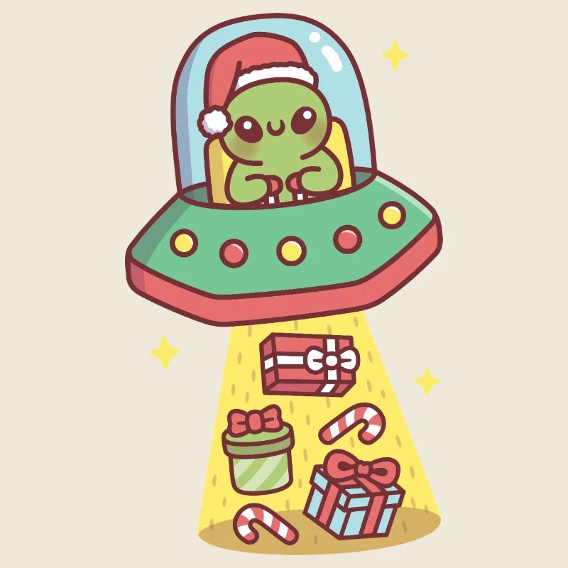 Lustiges Alien in UFO entführt Weihnachtsgeschenke