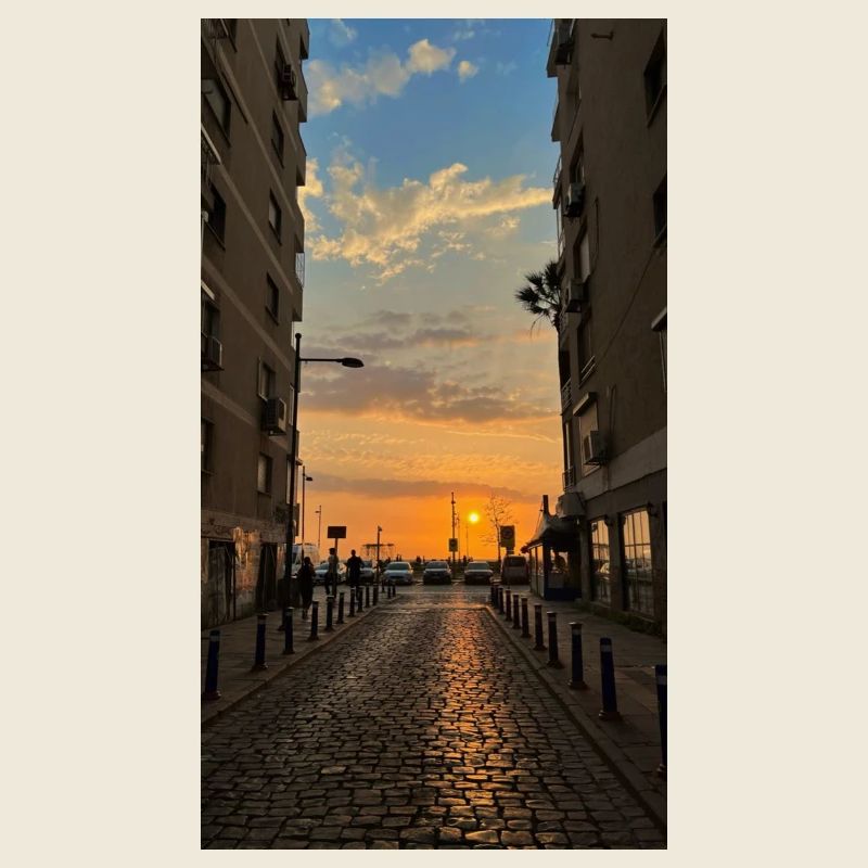 Dusk on Cobblestone Street