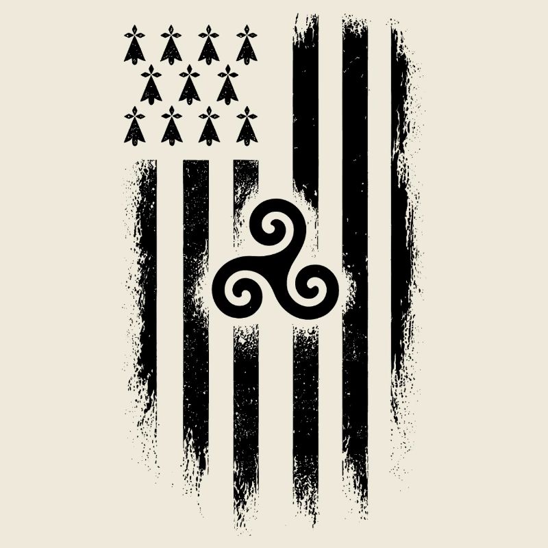 Brittany Breton Flag Gwenn ha Du Grunge