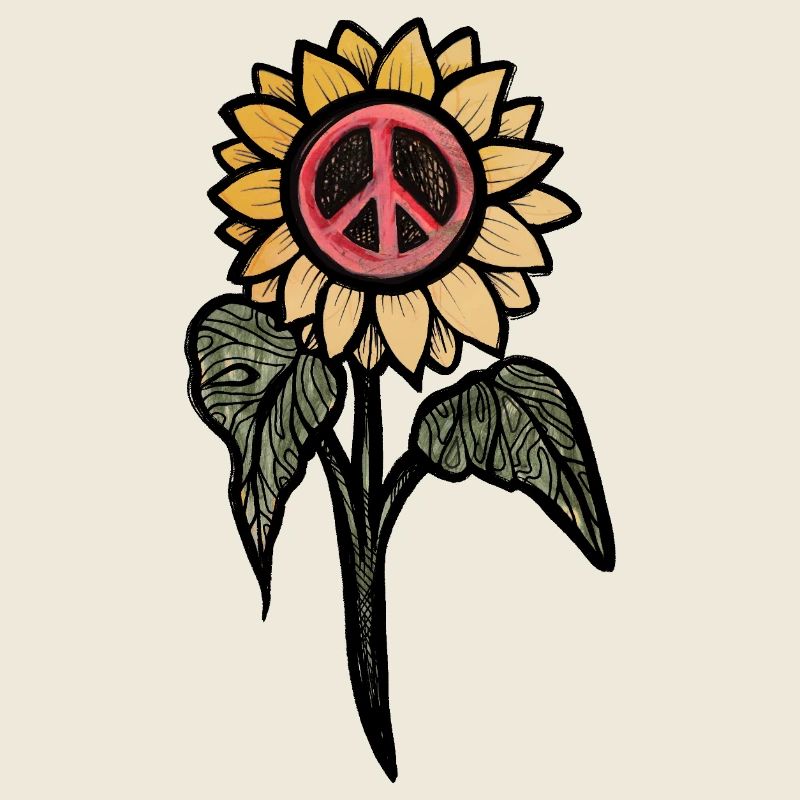 Sonnenblumen-Peace-Zeichen-Illustration