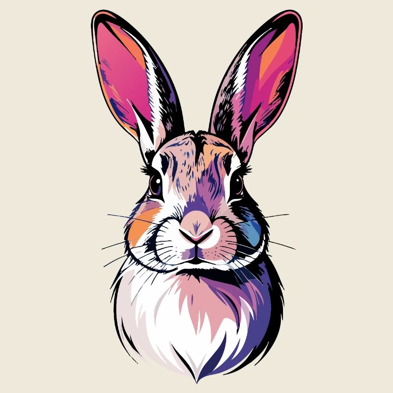Portrait coloré de lapin en forme de lapin Pop Art