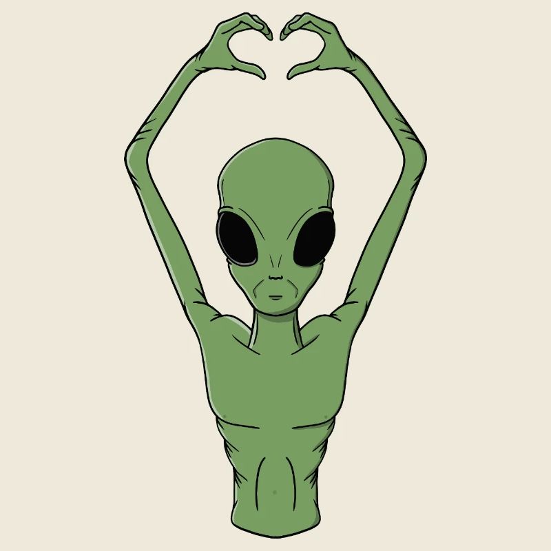 Alien-Herz-Pose
