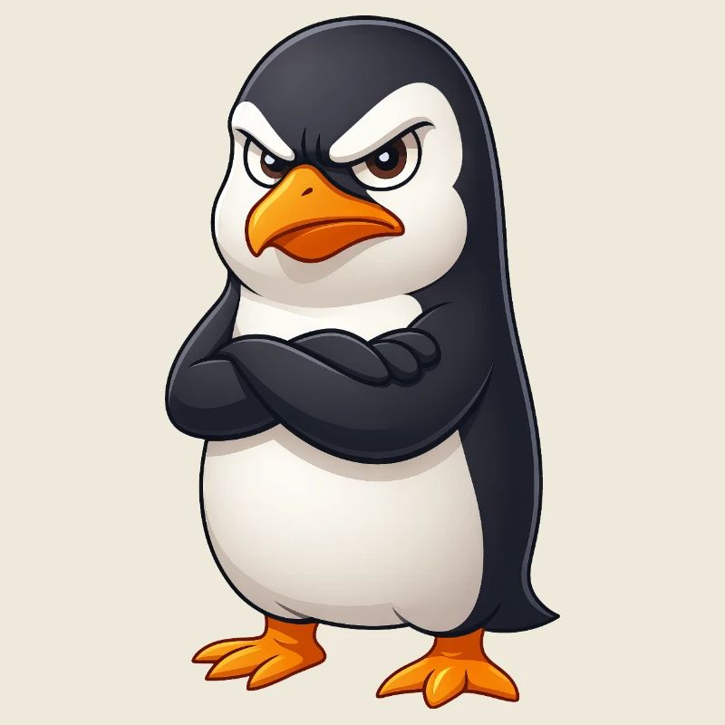 Cute penguin cartoon grumpy offended funny