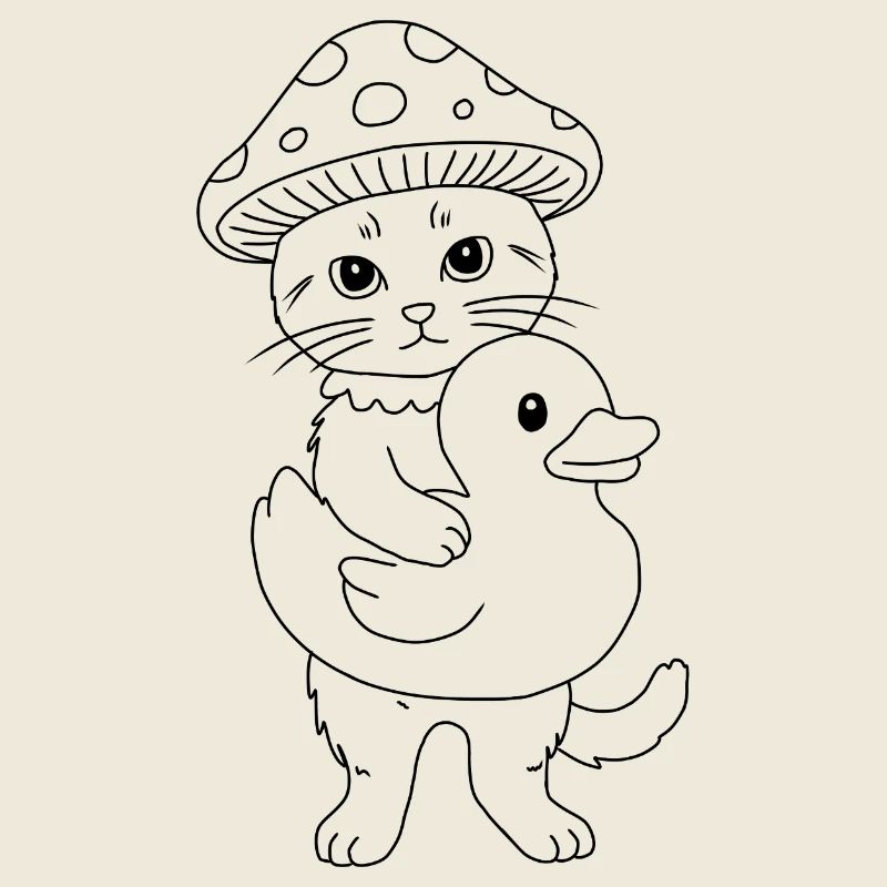 Pilzkatze mit Ente