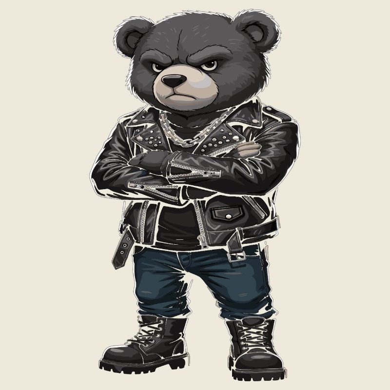Rocker Bear, veste en cuir Biker
