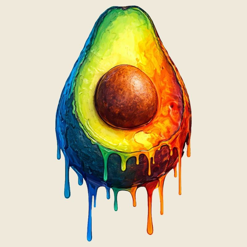 Avocado mit buntem Farbverlauf