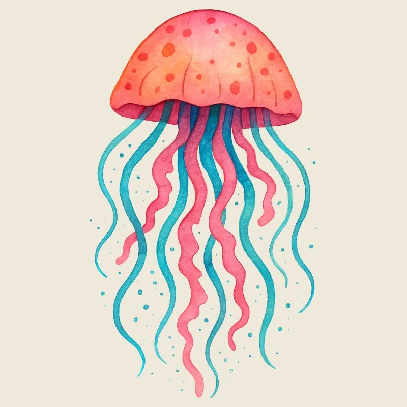 Aquarelle néon méduse