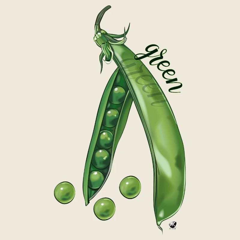 Green pea pod and peas illustration
