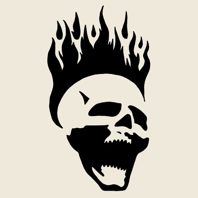 Flammender schreiender Schädel (schwarz)