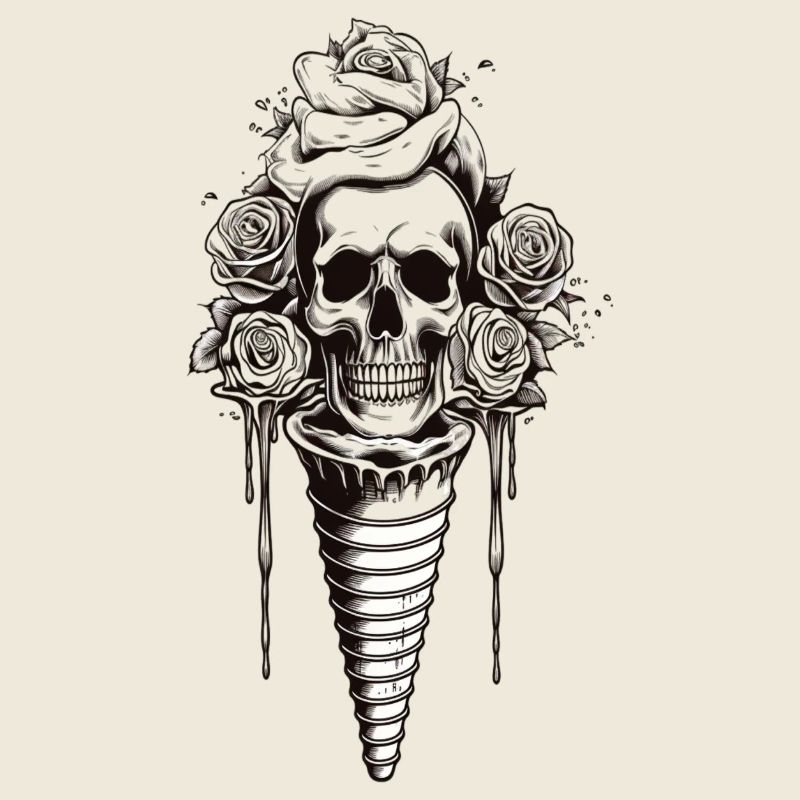 Crâne avec des roses et des fleurs d’art