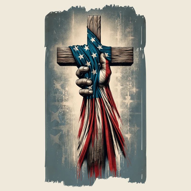 Croix de Jésus avec drapeau américain