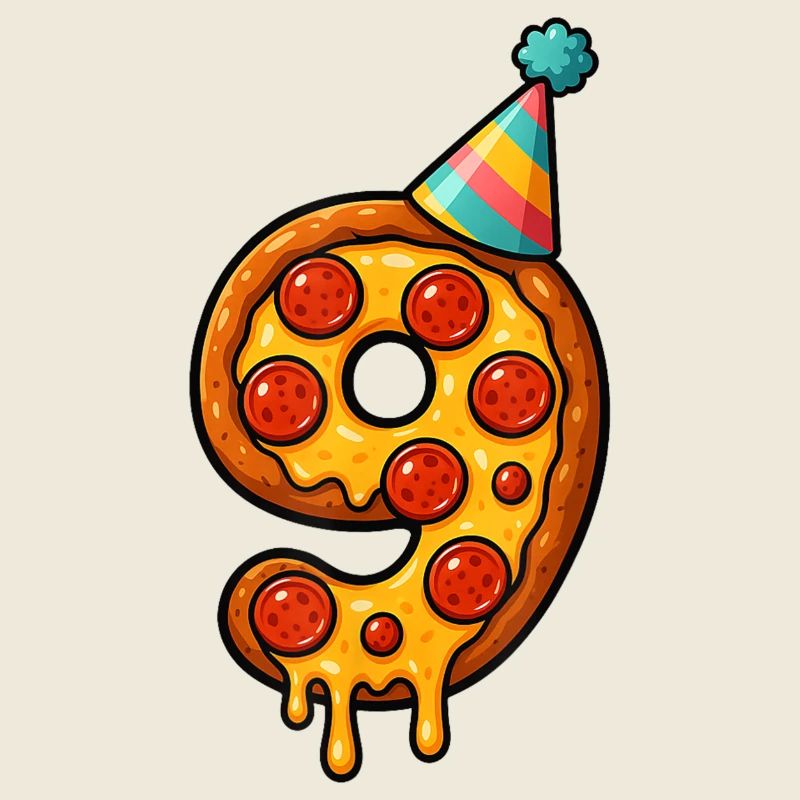 Célébration de la part de pizza numéro neuf
