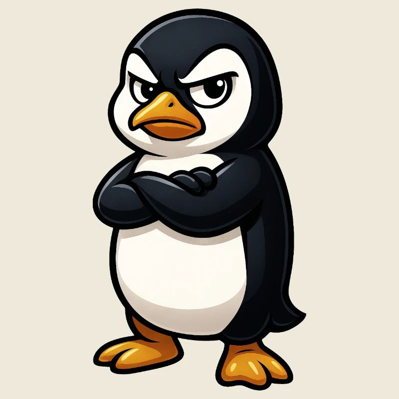 Cool pingouin gamer avec les bras croisés