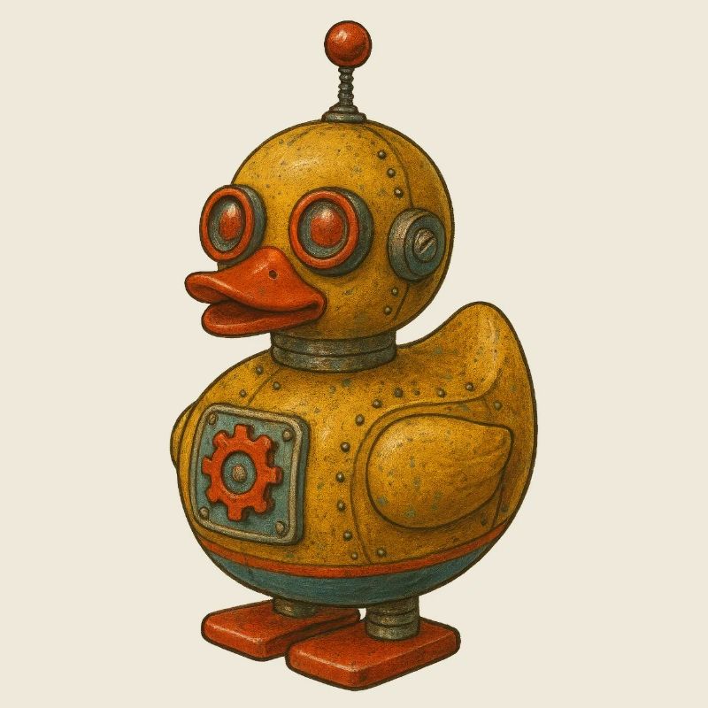 Canard robot en étain rétro