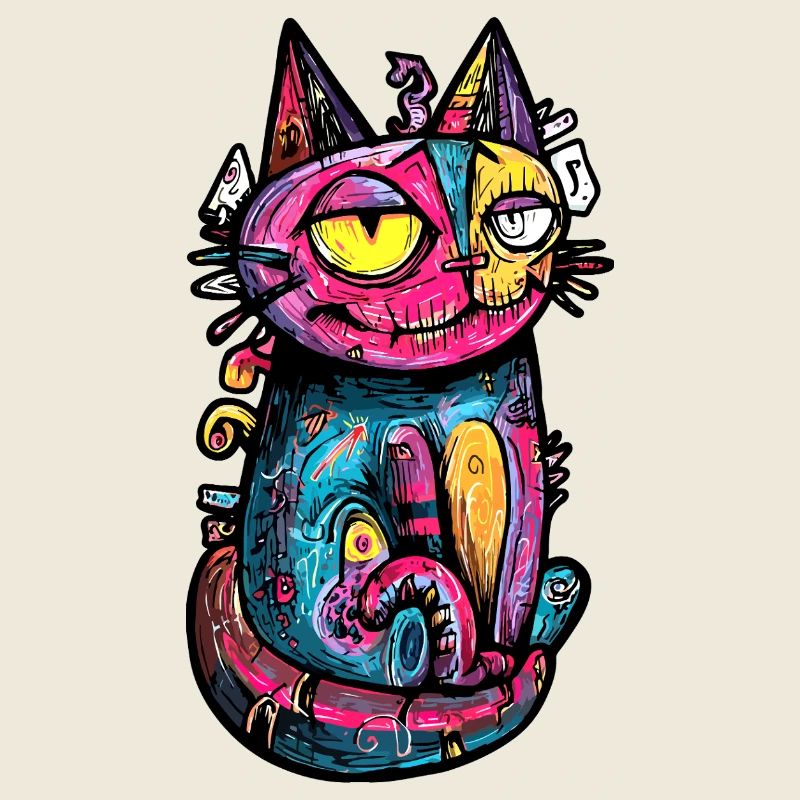 Chat Coloré Art Design