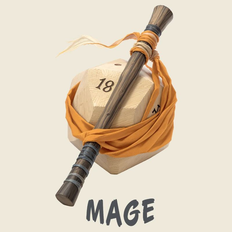 D20 with Wand – Mage Fantasy Dice